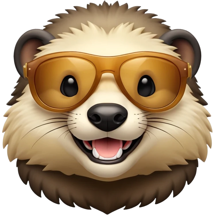 friendly anthropomorphised honey badger head wearing sunglasses emoji