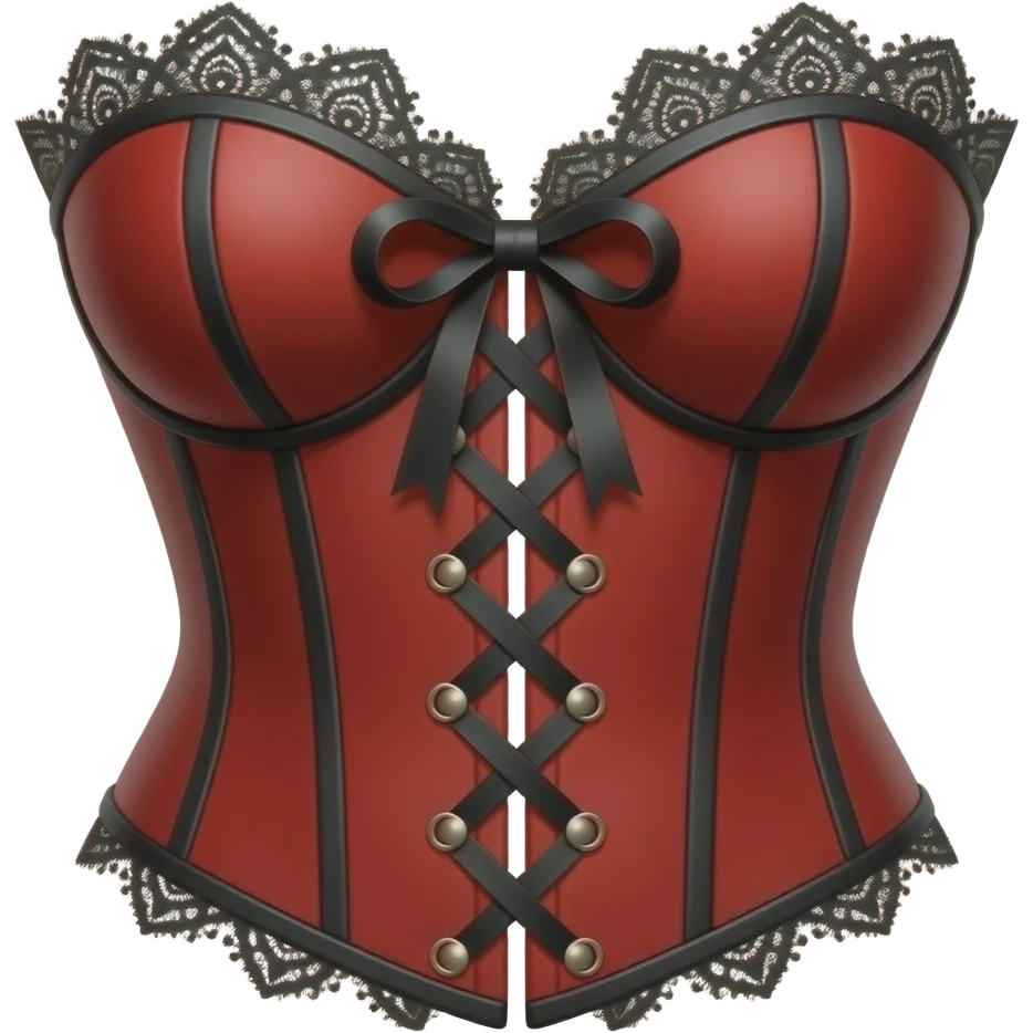 красный корсет с кружевами и черными лентами emoji