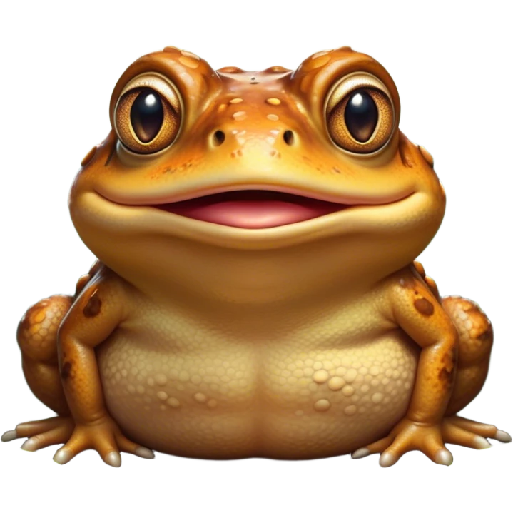 Cinematic Comical Toad Portrait Emoji, Head tilted dramatically with an exaggeratedly amused expression, featuring a robust, bumpy body with wide, comically expressive eyes full of playful disbelief and a quirky, textured face, Simplified yet hilariously expressive features, highly detailed, glowing with a slightly sassy woodland glow, high shine, dramatic yet playful, stylized with an air of quirky amphibian mischief, soft glowing outline, capturing the essence of a meme-worthy toad that looks ready to side-eye its way into viral fame! emoji