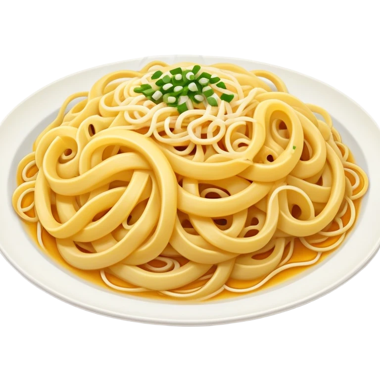 plate of yellow noodles with cheese and browned onions emoji
