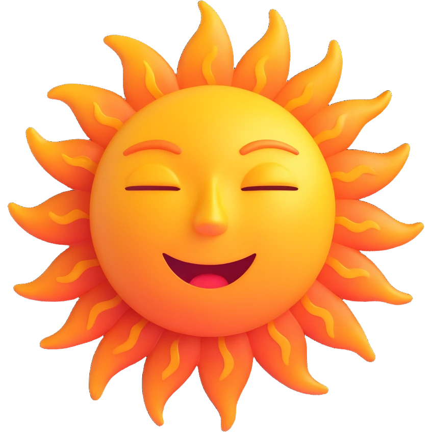 3D icon of a sun with heat waves, symbolizing high temperature emoji