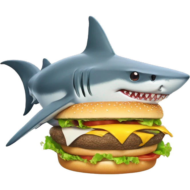 Shark eating cheeseburger emoji