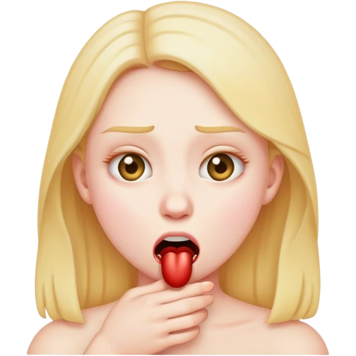 Girl emoji choking itself (using both hands wrapped around its neck) emoji