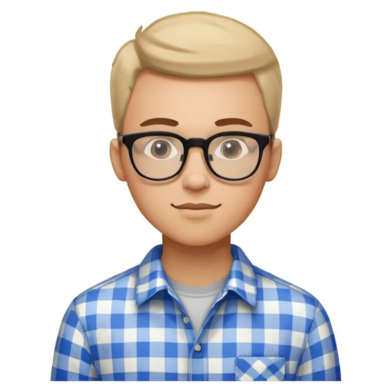 A confident young man in a checkered shirt and glasses poses indoors with a sharp, stylish look.


 emoji