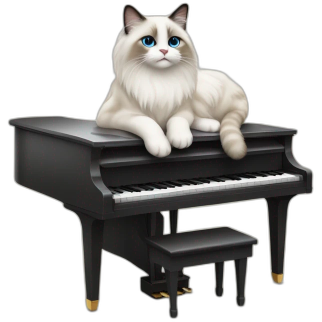 Ragdoll cat on piano emoji