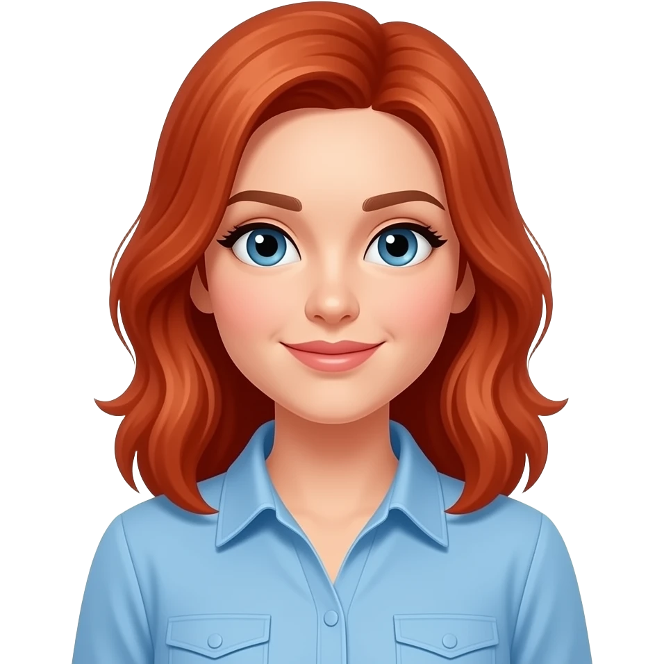 baju biru  rambut merah perempuan emoji