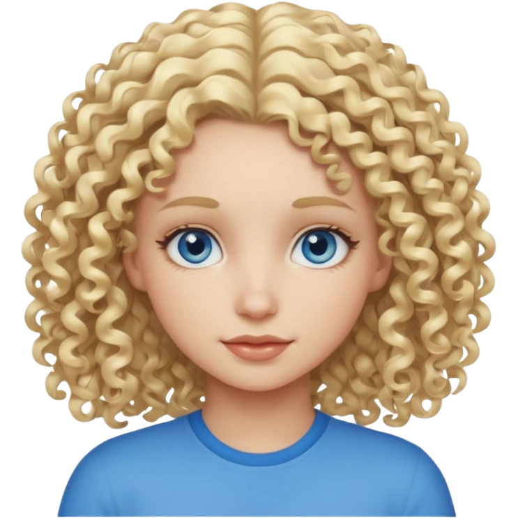 Cool blond curly girl blue eyes. Cooler color blond hair emoji
