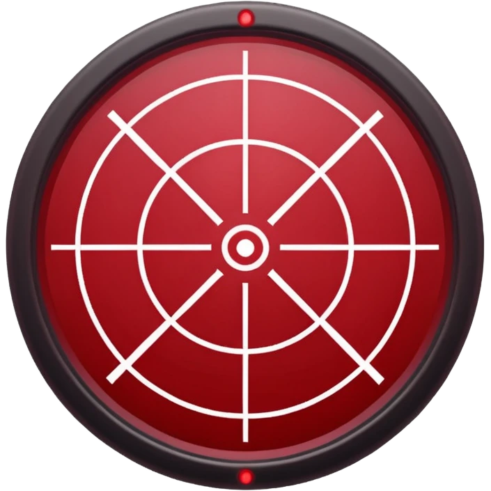 Minimalist sniper crosshair icon, thin red lines, symmetrical design, deep crimson color, flat vector style, transparent background, sharp clean edges, modern FPS aesthetic, discord emoji size emoji
