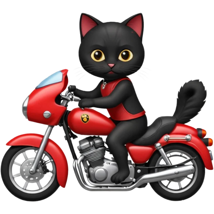 Black male Cat on red and black motorcycle emoji