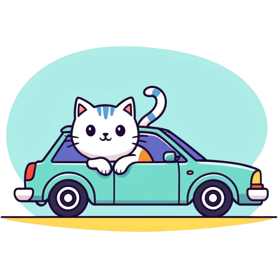 A car hitting a cat emoji