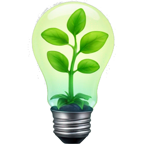 a plant sprout inside a glowing idea lightbulb emoji