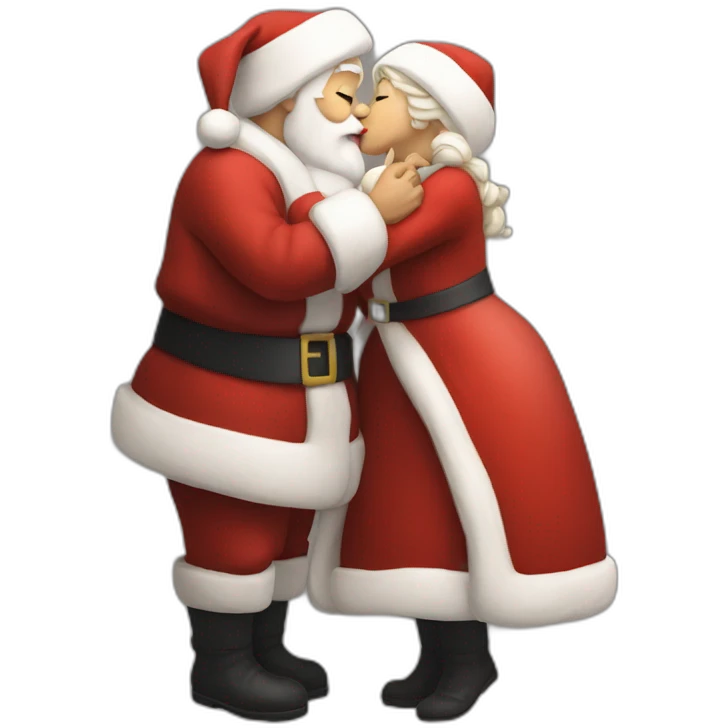 full body santa and mrs. claus kiss hug emoji