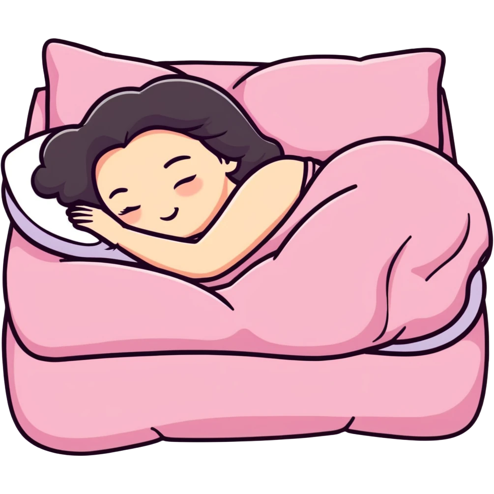 coquette girl sleeping in a pink soft bed emoji