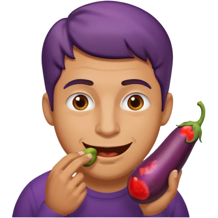 Père qui mange une obergine  emoji