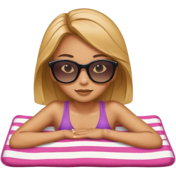 a girl tanning lying on a beach towel wearing sunglasses emoji