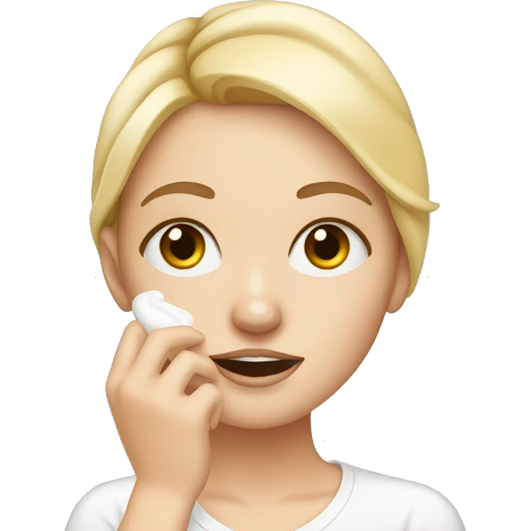 white girl applying cream on face emoji
