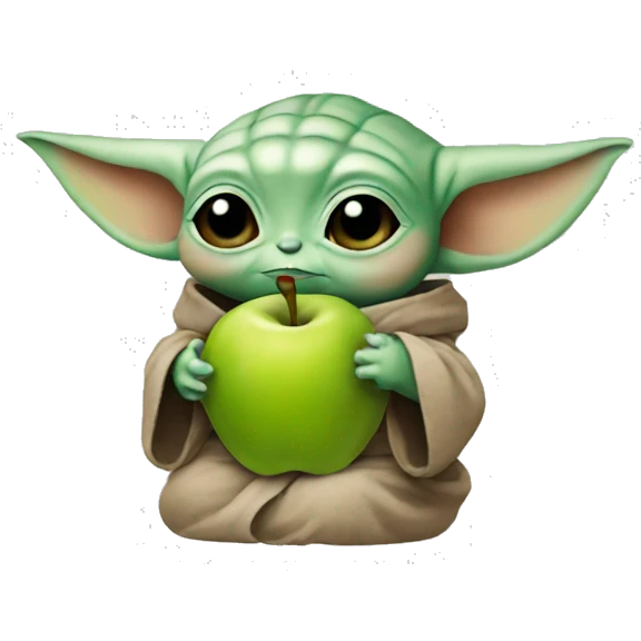 BABY YODA HOLDING THE APPLE LOGO emoji