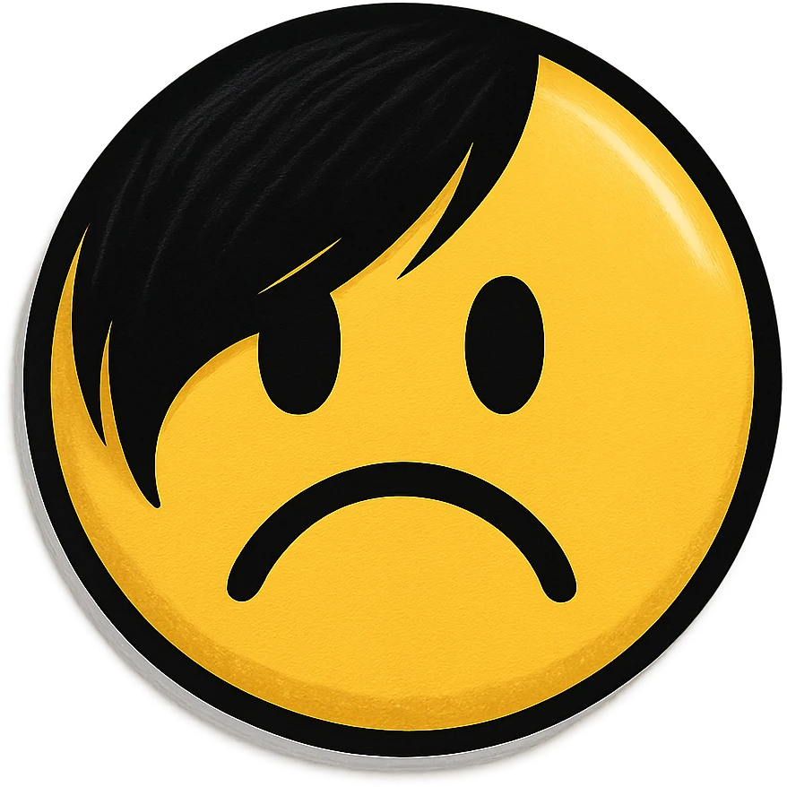 emo object, sad smiley face button, no background emoji