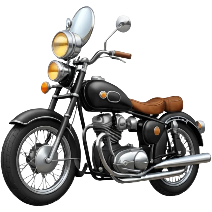 Illustrate a vintage motorcycle with round headlamp & rustic metal parts emoji