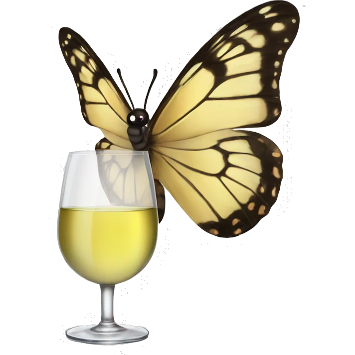 Butterfly with glass of white wine emoji