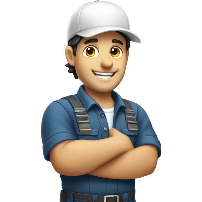 dark hair, smiling, hvac technician with hat on giving a thumbs up emoji