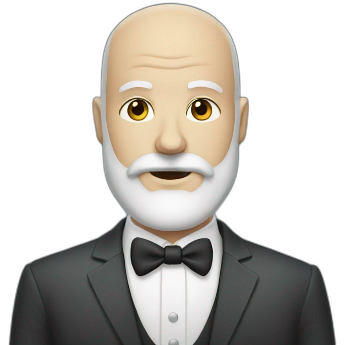 white bald man with suit and huge black beard emoji