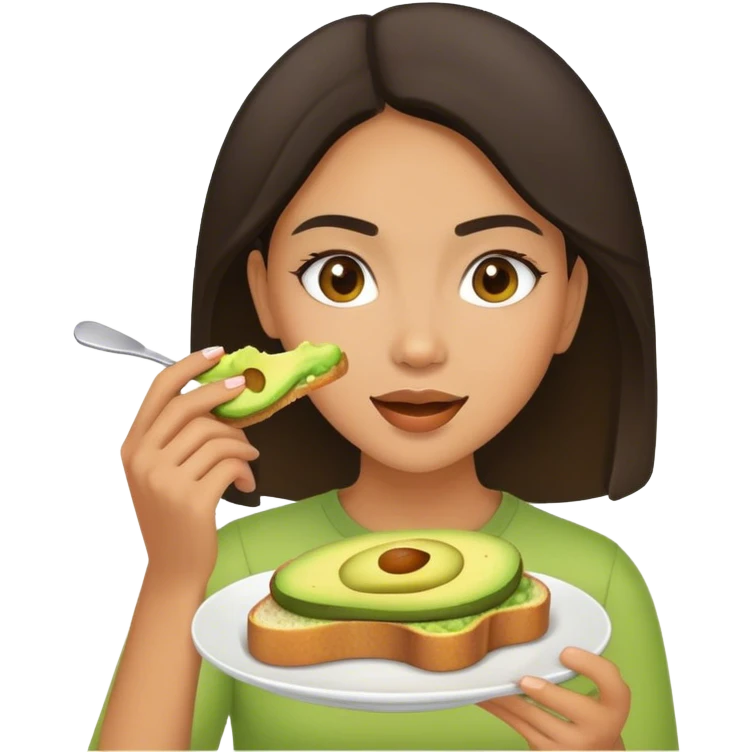 Mixed Girl eating avocado toast emoji