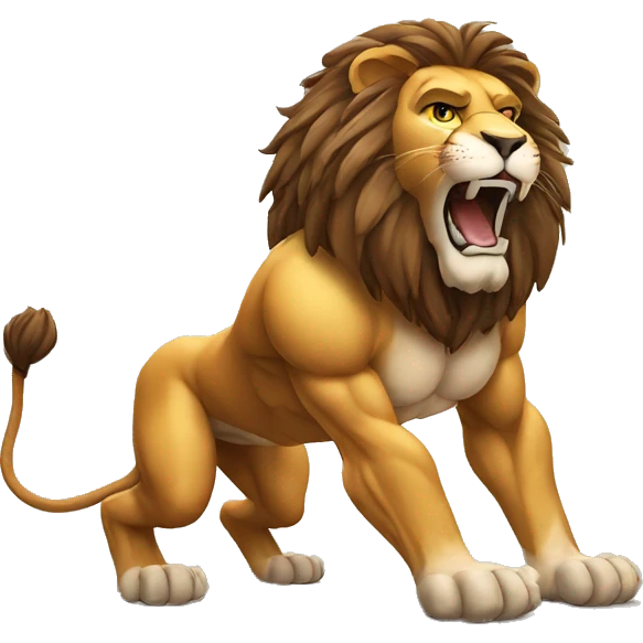 Muscular lion doing pushups emoji