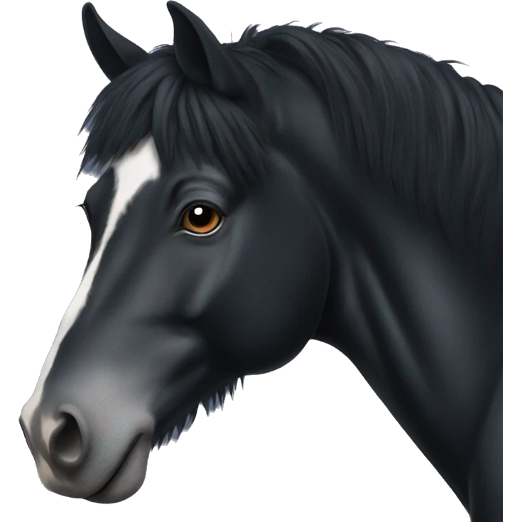 Fluffy black horse emoji