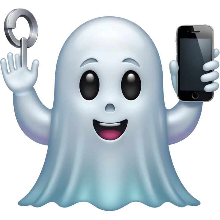ghost emoji with a phone beside emoji