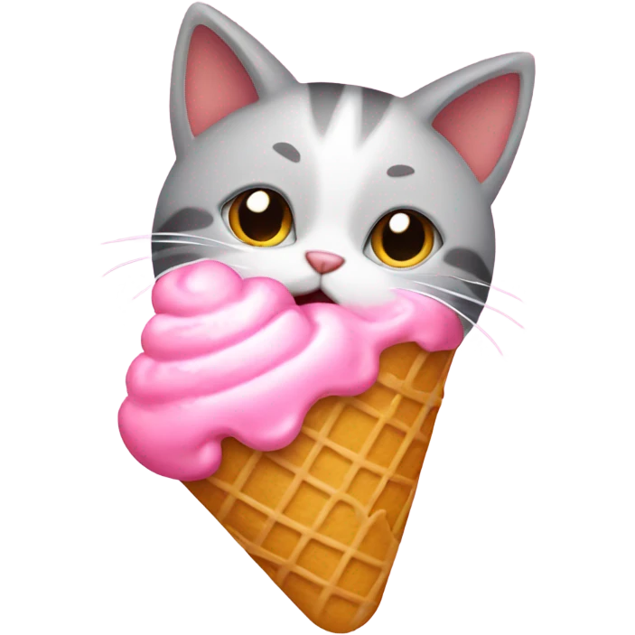 Kitty eating icecream  emoji