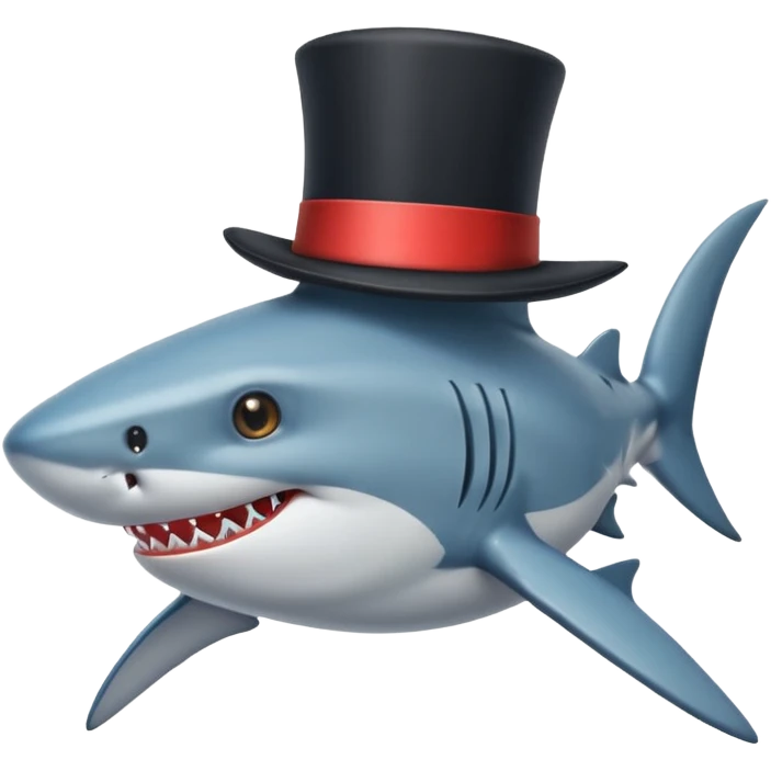 Shark with a top hat emoji