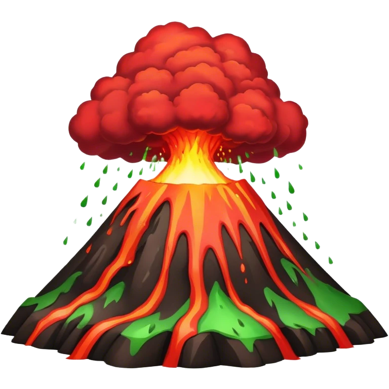 A volcano erupting with acid rain in the background emoji