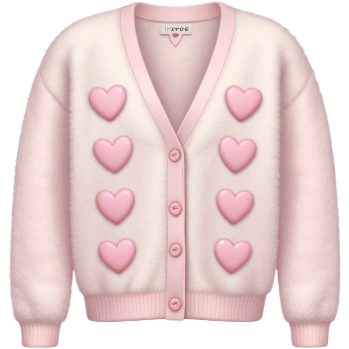 Ivory fuzzy cardigan with light pink hearts and heart-shaped pastel pink buttons  emoji