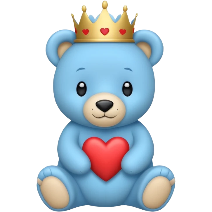Oso con corona y corazones azules estilo iPhone  emoji