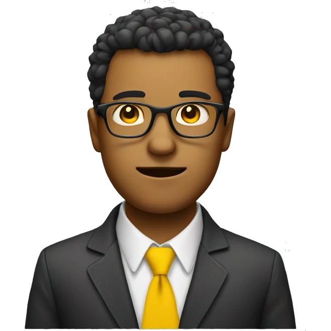 man with yellow color with upside down triangle as head and wear a glasses emoji