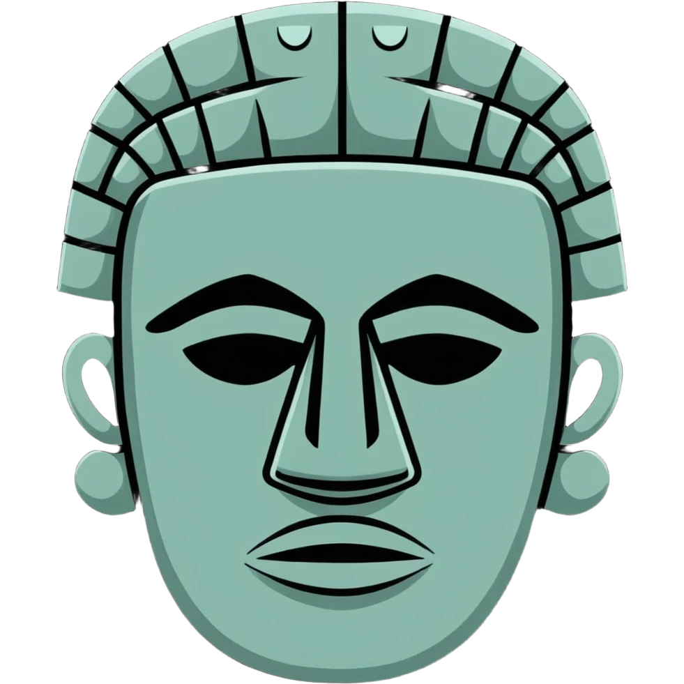 Ancient Toltec colossal stone head with stern expression emoji