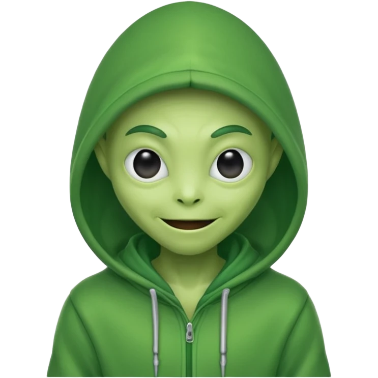 happy alien wearing hoodie emoji