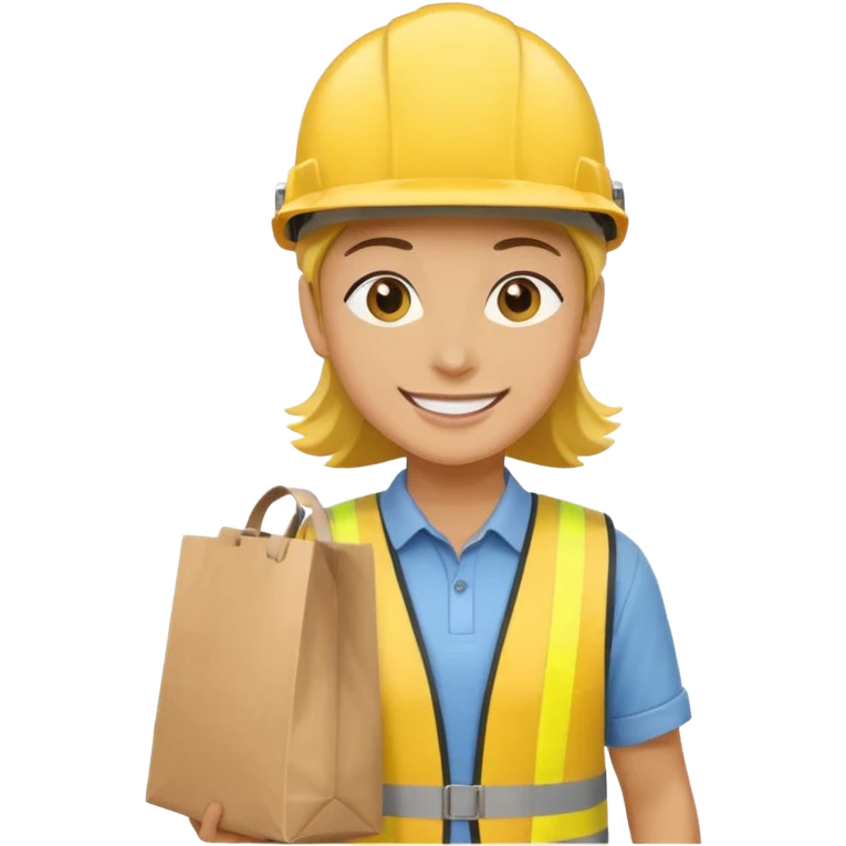 Courier + yellow helmet + delivery bag emoji