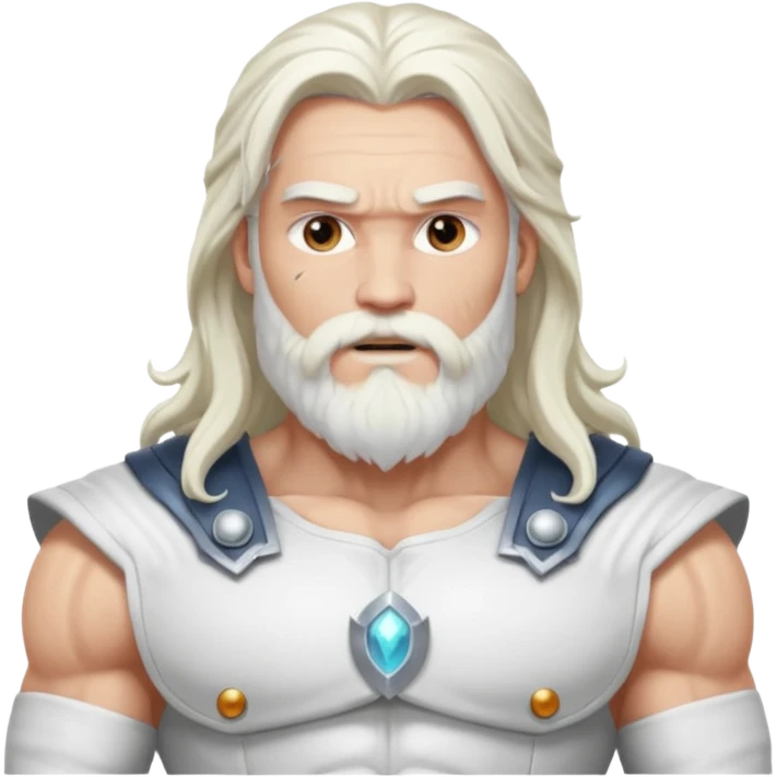 Jupiter, God of Thunder from Gods and Goddesses with long white hair and beard, white outfit emoji