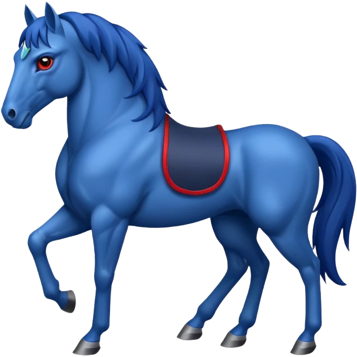 Blue horse with red eye emoji