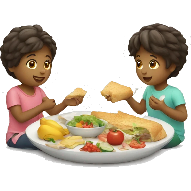 2 children sharing food emoji