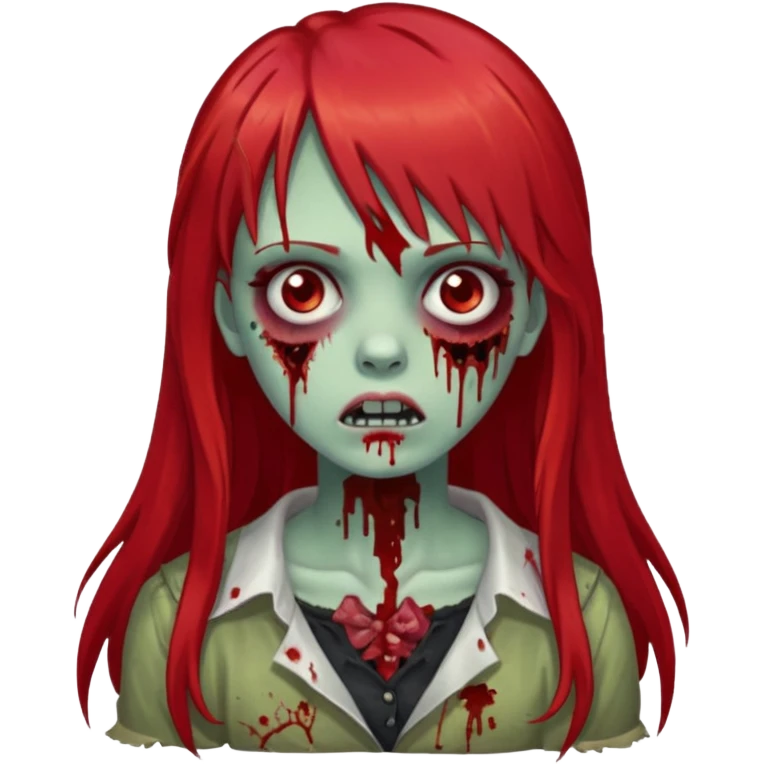 create a zombie girl with red long hair and bangs emoji