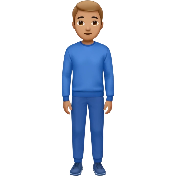 man in blue smart jumper and blue chinos trousers emoji