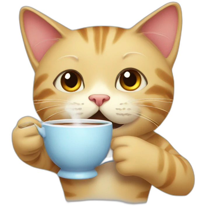 cat drinks tea emoji
