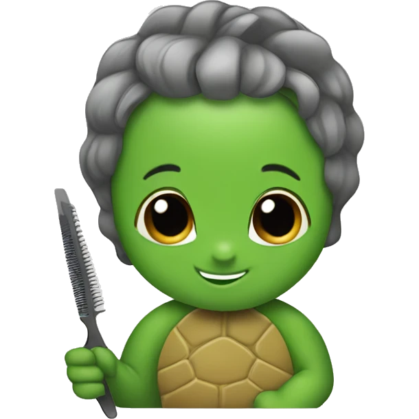 a turtle cutting hair emoji