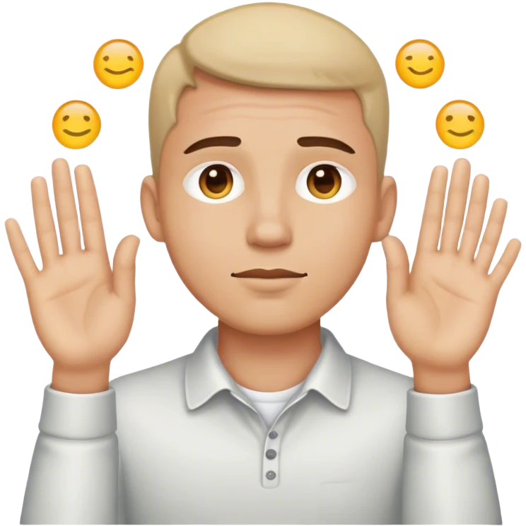 İki elini de gözünün önüne koyup ellerini yuvarlak yapan bir adam emoji