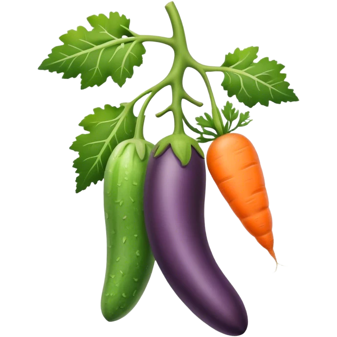 eggplant cucumber carrot on a branch emoji
