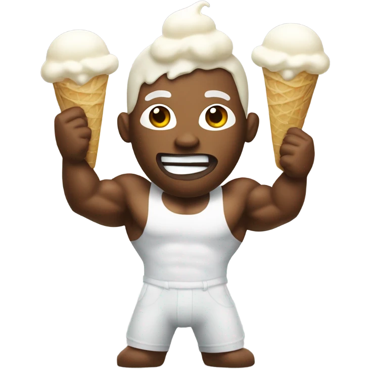 muscular man covered in white ice cream emoji