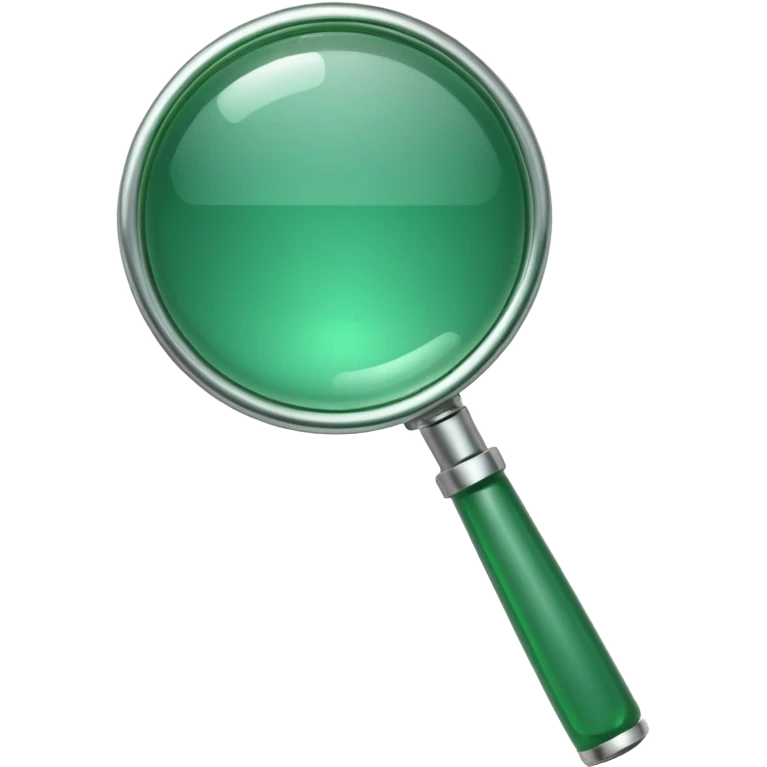 create a custom PNG of a green magnifying glass emoji that uses the same colour scheme and gloss as the 💚 and the 🟢 emoji